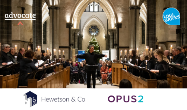 The conductor leads the Temple Church choir in song
