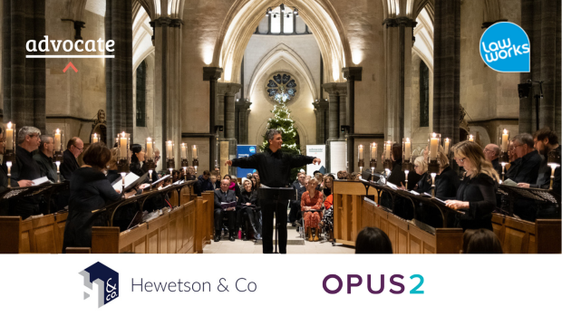 The conductor leads the Temple Church choir in song The conductor leads the Temple Church choir in song