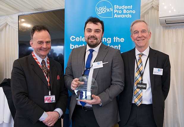 Lord Stewart of Dirleton KC, Advocate General for Scotland; Benjaman O'Connell, University of Essex; and Alasdair Douglas, Chair of Trustees, LawWorks.